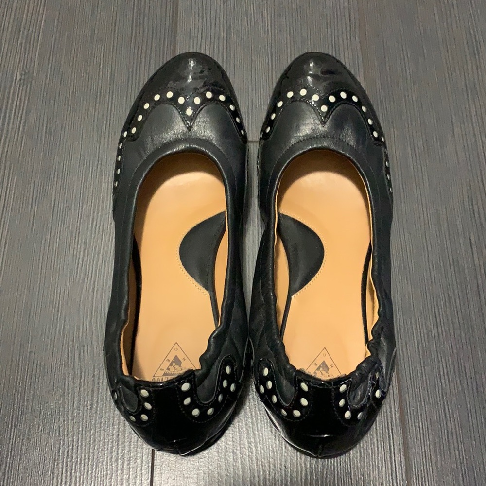 John Fluevog Black Studded Ballet Flats